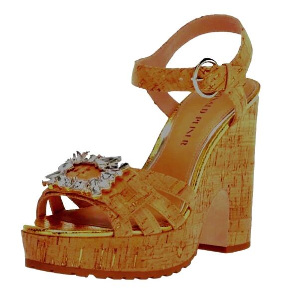 Donald J. Pliner Shoes - Donald Pliner Galatea Cork Platform Heels Jewels Gold | Sz 7.5 *Flaw* $258